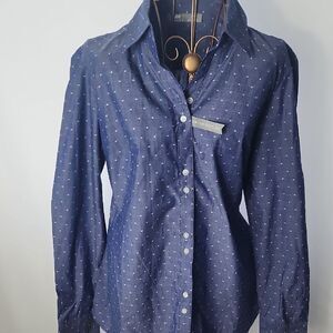 Polka Dotted Tie Back S/P Button Up Shirt With No Gap Snap NWT